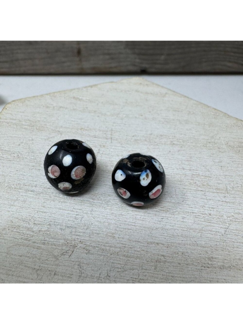 Venetian Skunk Beads African Glass Trade Beads 1800's 2pcs